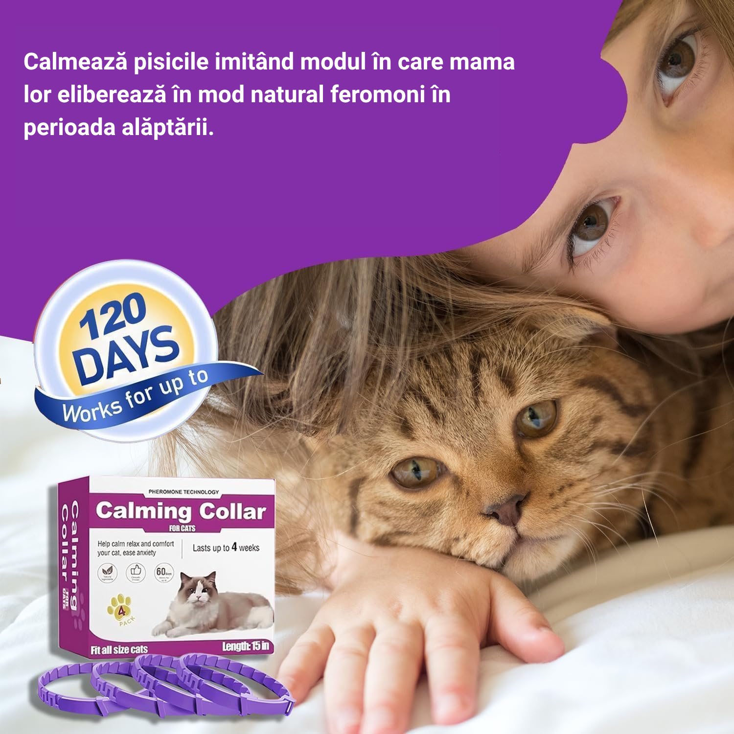 Coliere Calmante pentru Pisici (set 4 buc)
